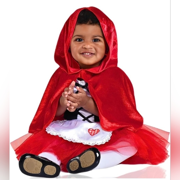NEW Velvet & Nylon Little Red Riding Hood Tutu Dress & Cape Set (0-6 Months) - Picture 1 of 5